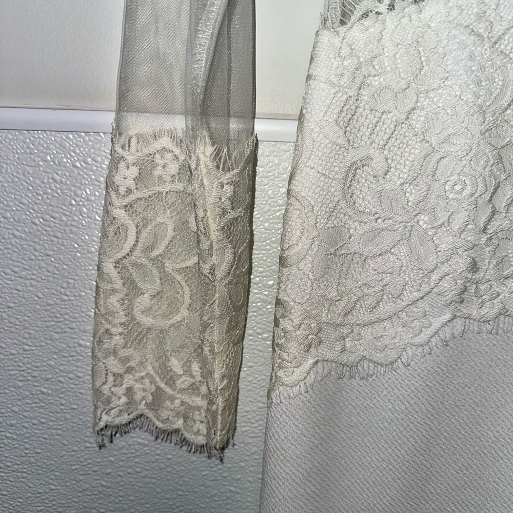 NWT NEW Wedding Women Carolina Dress, Size L, White lace short long sleeve party - Picture 10 of 16